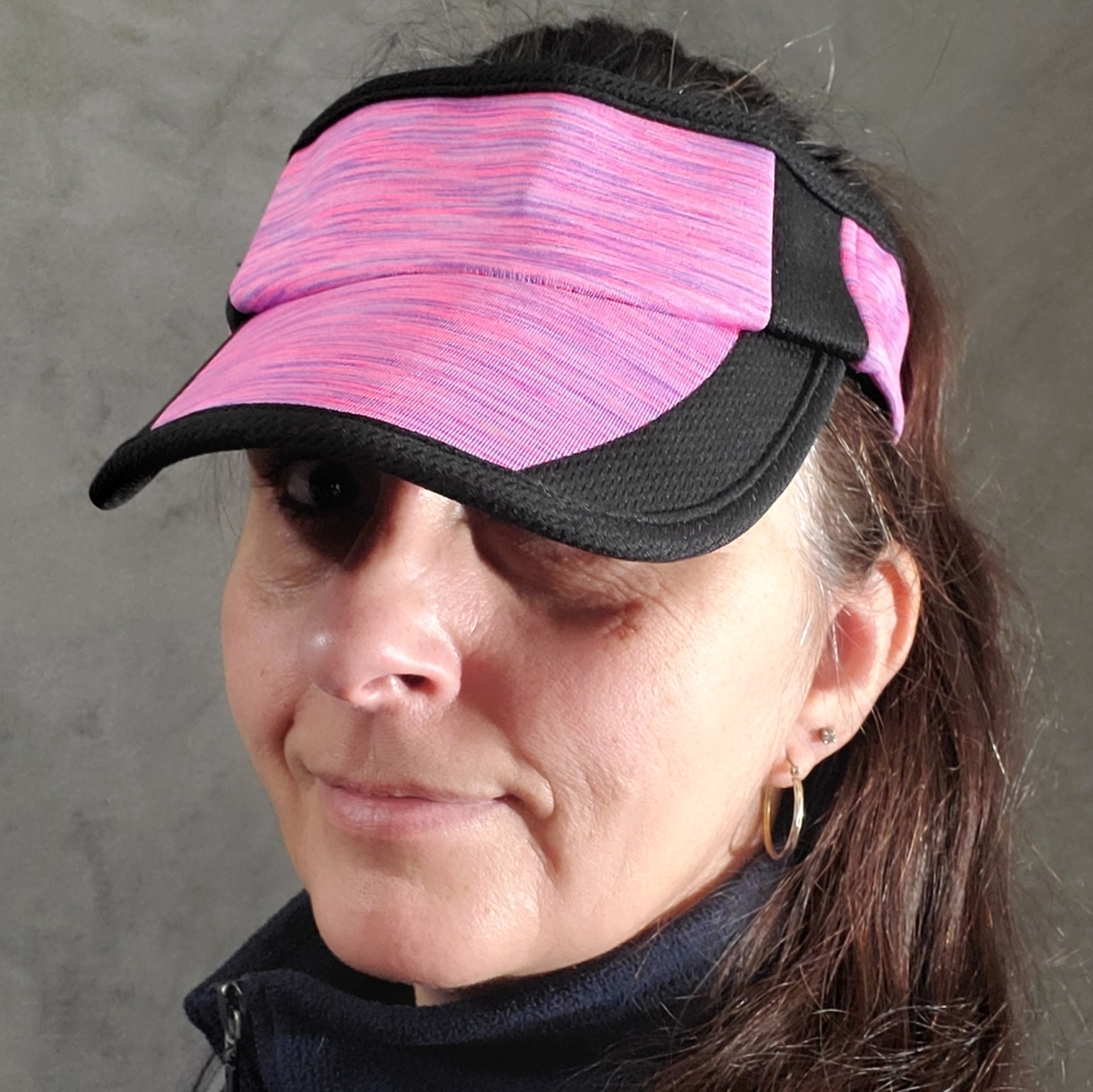 Pugs Sports Visor Pink/Black OS Adjustable Velcro Band NWOT